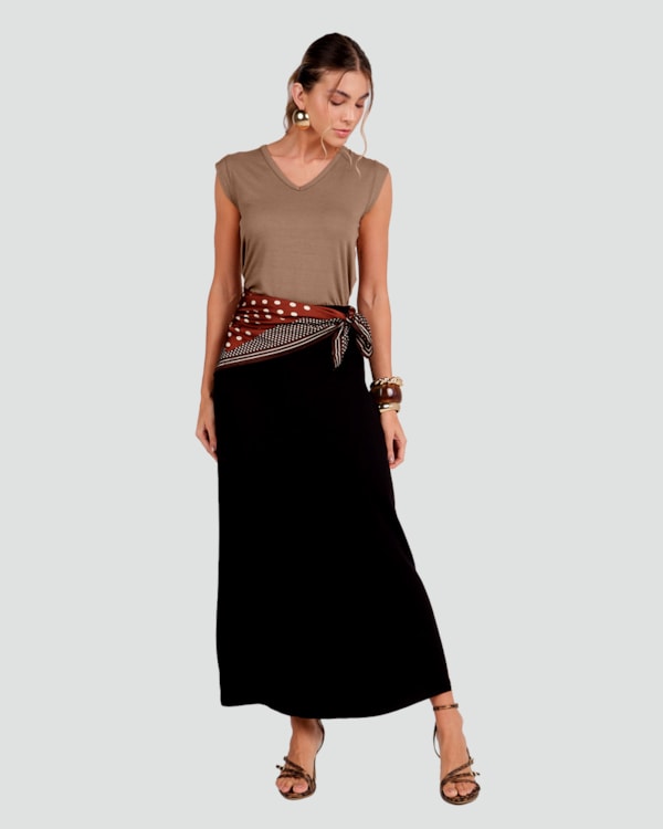 Blusa Feminina Sem Mangas com Decote V Cereja Rosa Marrom