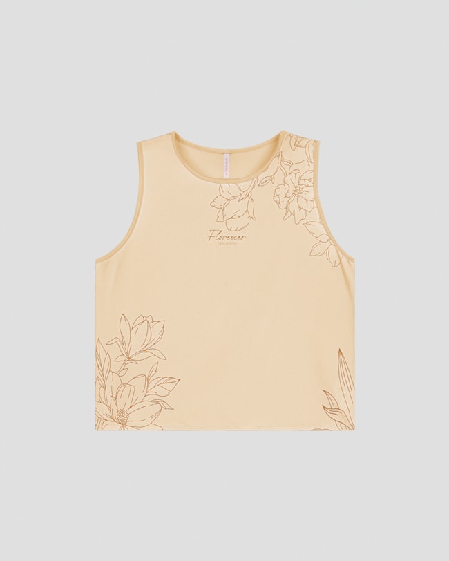 Blusa Feminina Sem Mangas Estampada Floral Cereja Rosa Bege-83bc5697-5d0d-4de3-85e5-f423ee0348ab