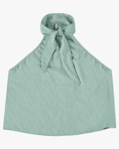 Blusa Halter Neck em Tecido Jacquard - Cereja Rosa - Green