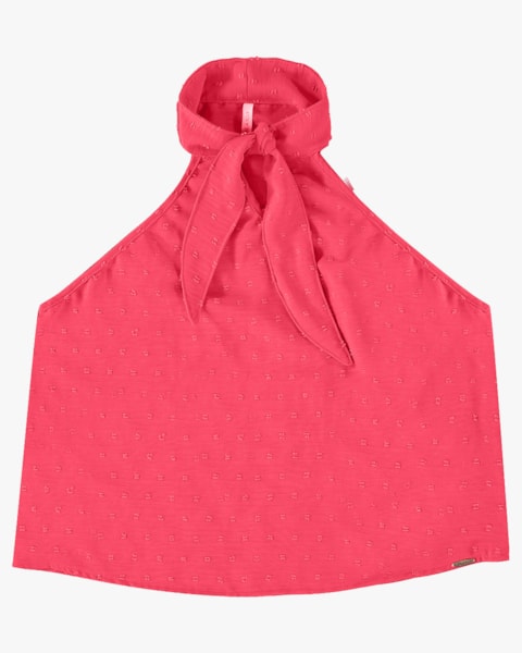 Blusa Halter Neck em Tecido Jacquard - Cereja Rosa - Rosa