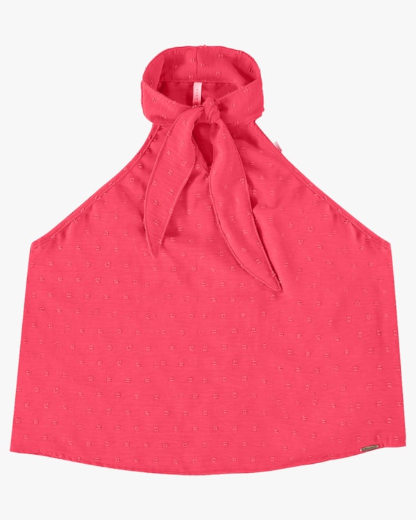 Blusa Halter Neck em Tecido Jacquard - Cereja Rosa - Rosa