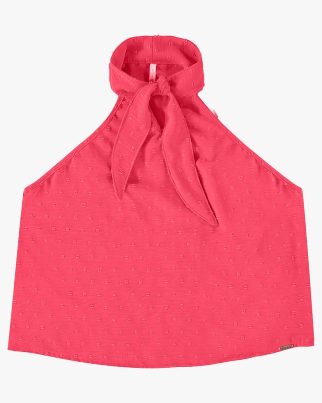 Blusa Halter Neck em Tecido Jacquard - Cereja Rosa - Rosa-effa41ce-771a-40fd-9e59-b3a88605de5d