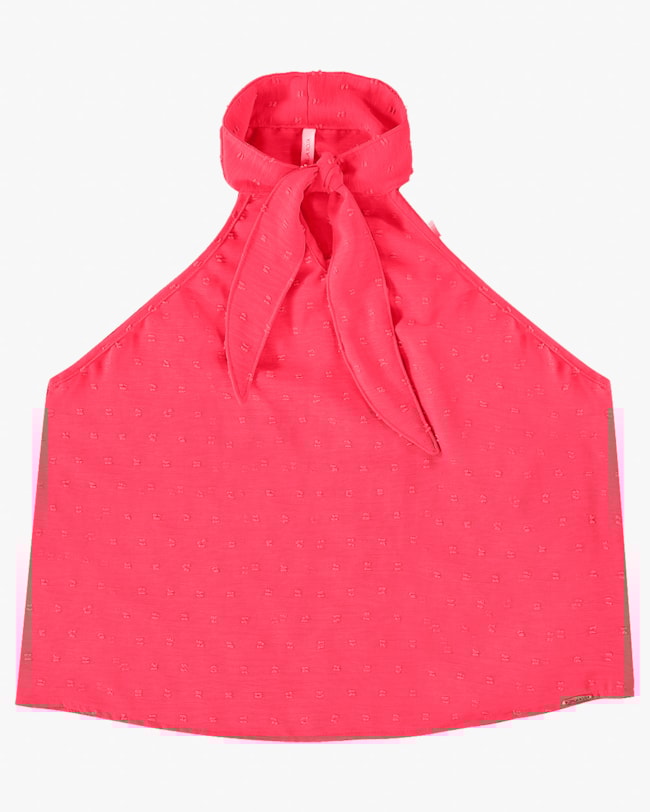 Blusa Halter Neck em Tecido Jacquard - Cereja Rosa - Rosa-3eba838c-ca6a-4fc4-9450-0c1b3a9fa272