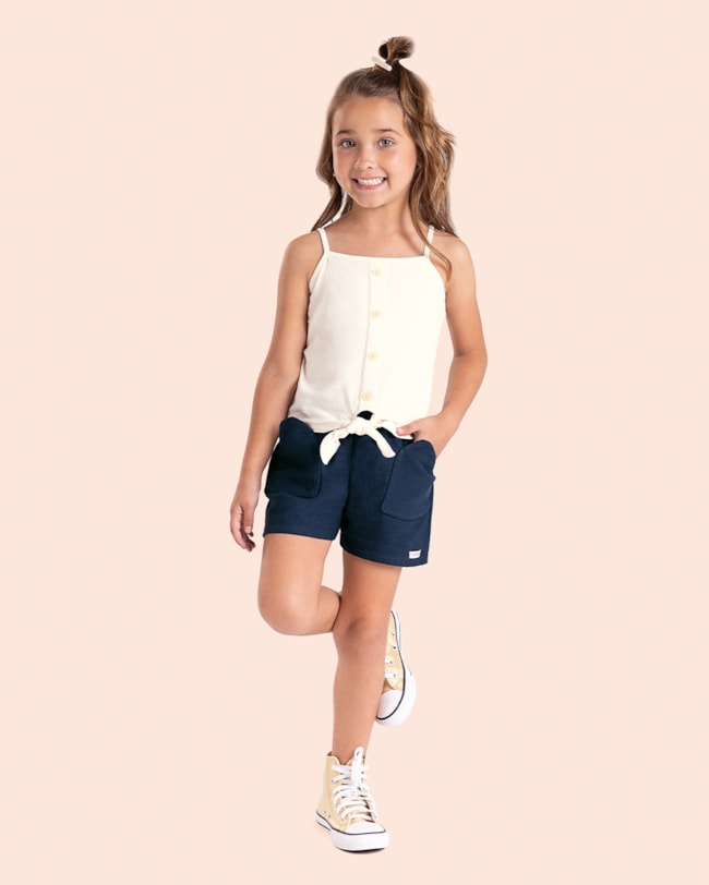 Blusa Infantil com Alça Fina e Amarração Kely Kety-b2123624-67d1-44e4-b141-3f0aca58e0e8