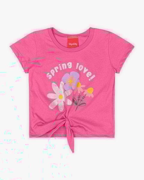 Blusa Infantil com Amarração Estampa Flores- Kely Kety - Blossom