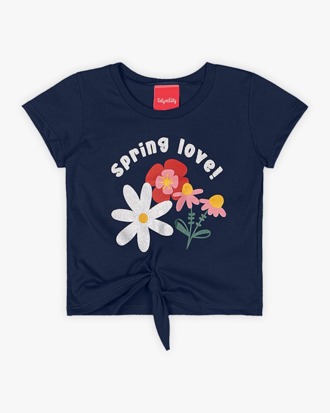Blusa Infantil com Amarração Estampa Flores- Kely Kety - Oxford-e75ec724-3988-4a23-b518-aae1cc845fc6