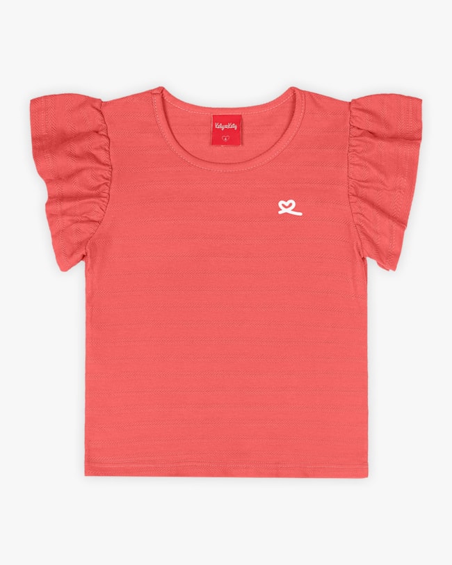 Blusa Infantil em Algodão com Babado Manga - Kely Kety - Lagosta-d95d8d2e-485c-4378-ae3e-d9bec0b77c6b