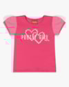 Blusa Infantil em Cotton com Tule Manga - Kely Kety - Rosa Cereja-62e47161-54c4-44e4-a0dc-9d44d21743e9