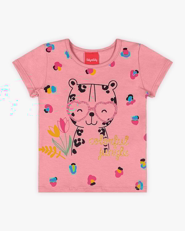 Blusa Infantil em Cotton Estampa Oncinha - Kely Kety - Bala de Goma