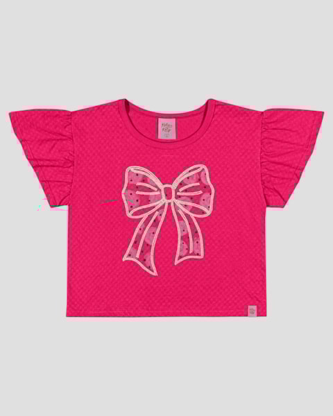 Blusa Infantil em Meia Malha com Estampa Kely Kety Rosa