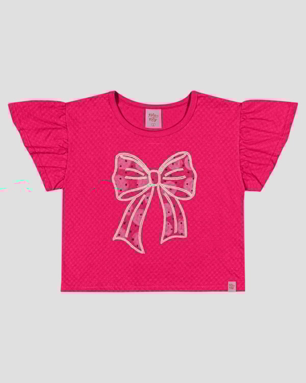 Blusa Infantil em Meia Malha com Estampa Kely Kety Rosa