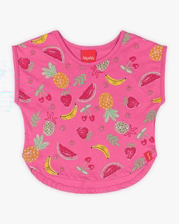 Blusa Infantil em Meia Malha Estampa Frutas - Kely Kety -Blossom