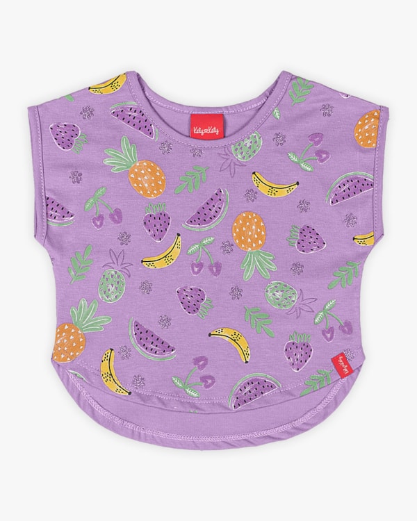 Blusa Infantil em Meia Malha Estampa Frutas - Kely Kety -Sinfonia