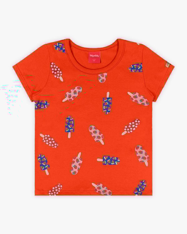 Blusa Infantil em Meia Malha Estampa Picolé - Kely Kety - Carrot