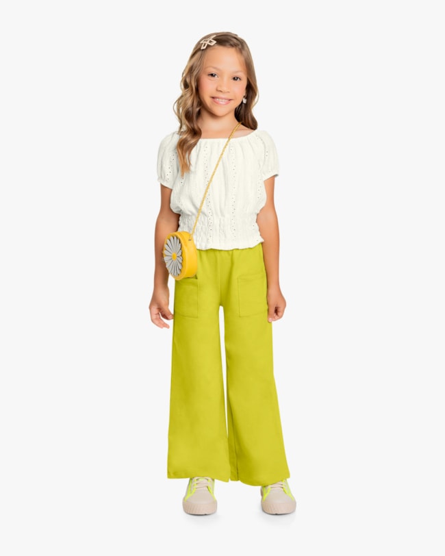 Blusa Infantil Manga Bufante em Malha Laise - Kely Kety - Natural-c9a86580-404c-4f28-80ae-2d94803c9787