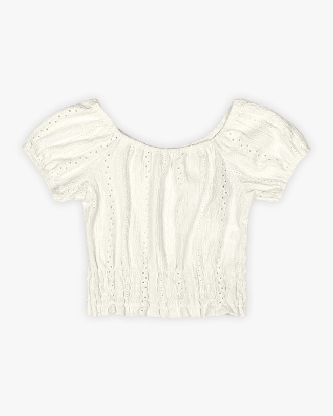 Blusa Infantil Manga Bufante em Malha Laise - Kely Kety - Natural-cfa7f5d4-29dc-4b19-9de0-ef1dc1317d6f