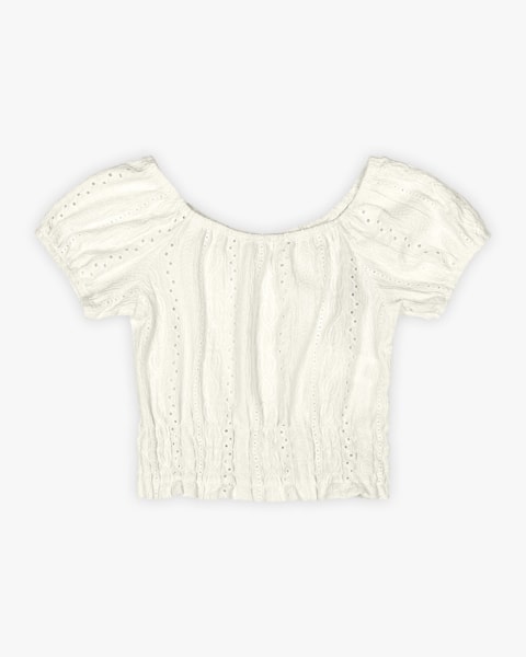 Blusa Infantil Manga Bufante em Malha Laise - Kely Kety - Natural