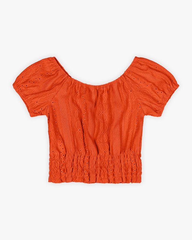Blusa Infantil Manga Bufante em Malha Laise - Kely Kety - Sweet Coral-2302e8f6-7b71-475a-a46b-6035e4fac763