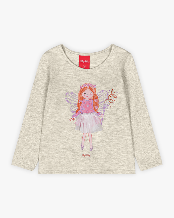 Blusa Infantil Manga Longa com Estampa Fada - Kely Kety - Mescla