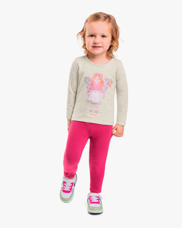 Blusa Infantil Manga Longa com Estampa Fada - Kely Kety - Mescla