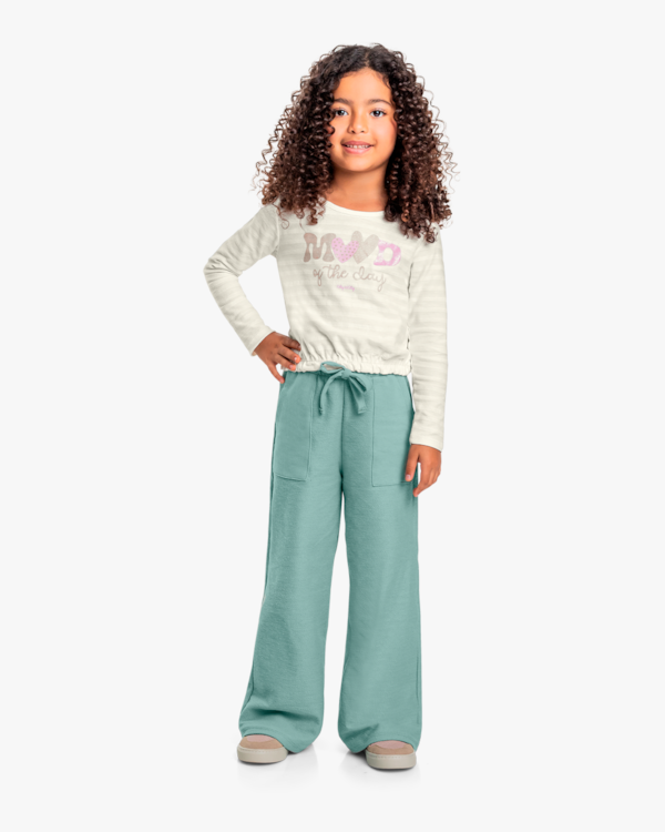 Blusa Infantil Manga Longa com Estampa Glitter - Kely Kety - Natural