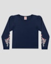 Blusa Infantil Manga Longa com Estampa Relevo - Kely Kety - Azul-0de980b0-7ff5-467e-84c4-8e78af9b8eb4