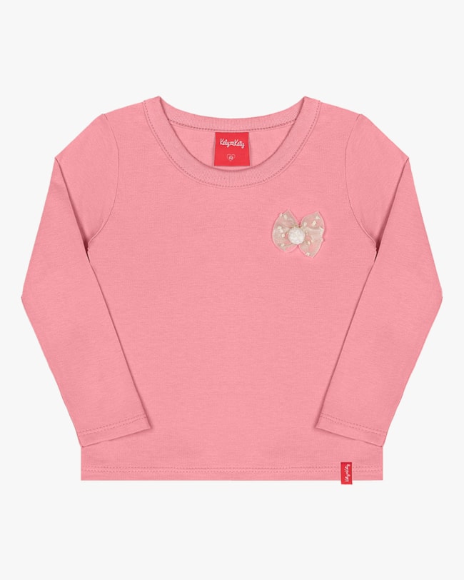 Blusa Infantil Manga Longa com Laço Kely Kety -Rosa-e15cb464-ffd0-4f0f-9918-fbd0e8ba4fa8