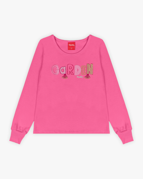 Blusa Infantil Manga Longa em Meia Malha com Estampa - Kely Kety - Blossom
