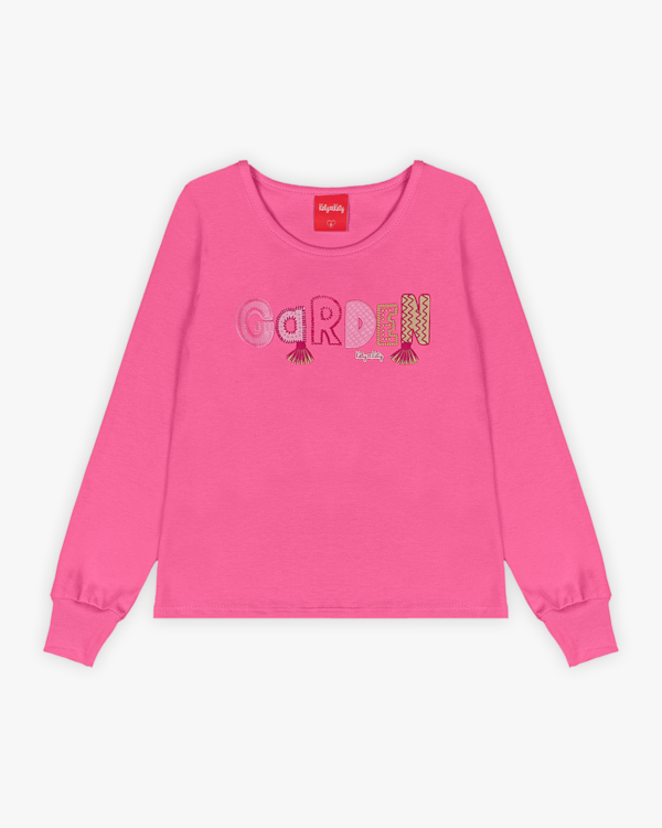 Blusa Infantil Manga Longa em Meia Malha com Estampa - Kely Kety - Blossom