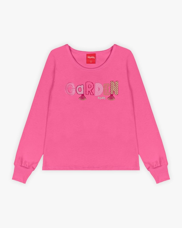 Blusa Infantil Manga Longa em Meia Malha com Estampa - Kely Kety - Blossom