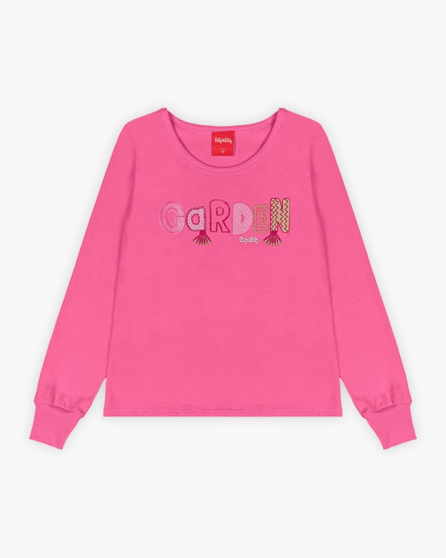 Blusa Infantil Manga Longa em Meia Malha com Estampa - Kely Kety - Blossom-86ae53e2-3c90-47ea-8b48-e8c2f43f56da