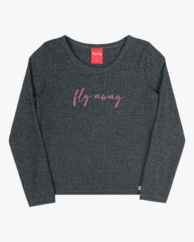 Blusa Infantil Manga Longa em Moletom Persa Kely Kety- Cinza-f3ca173f-2c26-4927-aa4e-e3729a50594d