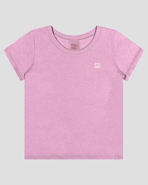 Blusa Infantil Menina Básica em Meia Malha Kely Kety Rosa