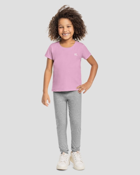 Blusa Infantil Menina Básica em Meia Malha Kely Kety Rosa