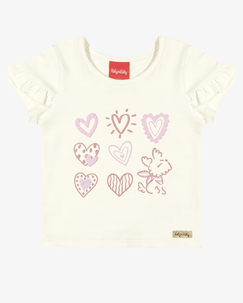 Blusa Infantil Menina com Babado na Manga - Kely Kety - Natural