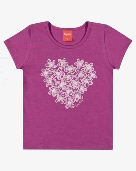 Blusa Infantil Menina com Estampa em Malha Cotton - Kely Kety - Roxo