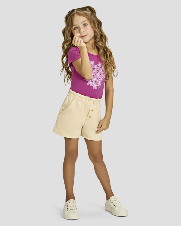 Blusa Infantil Menina com Estampa em Malha Cotton - Kely Kety - Roxo
