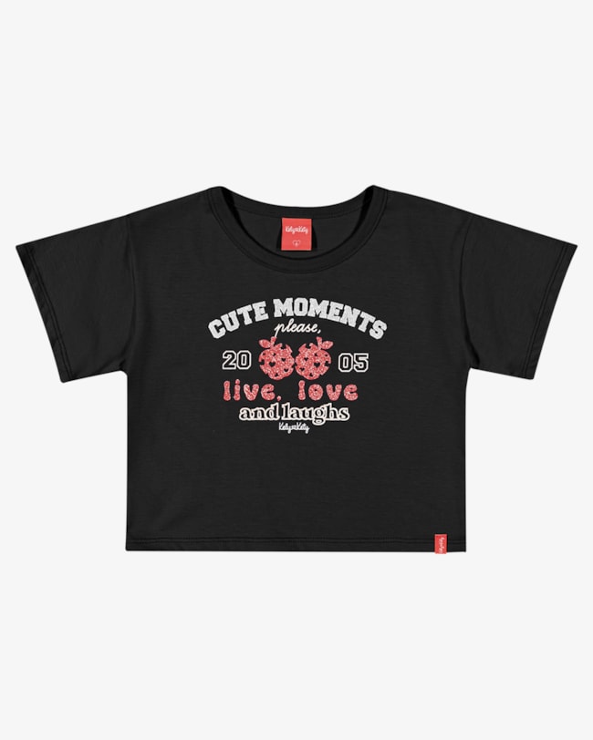 Blusa Infantil Menina com Estampa em Meia Malha - Kely Kety - Preto-c41263f2-4488-47a0-838b-768683404e8c