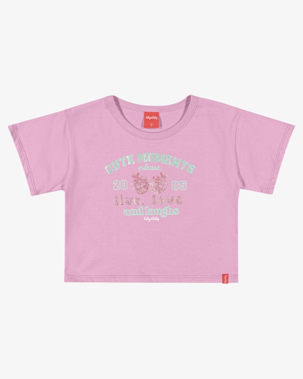 Blusa Infantil Menina com Estampa em Meia Malha - Kely Kety - Rosa