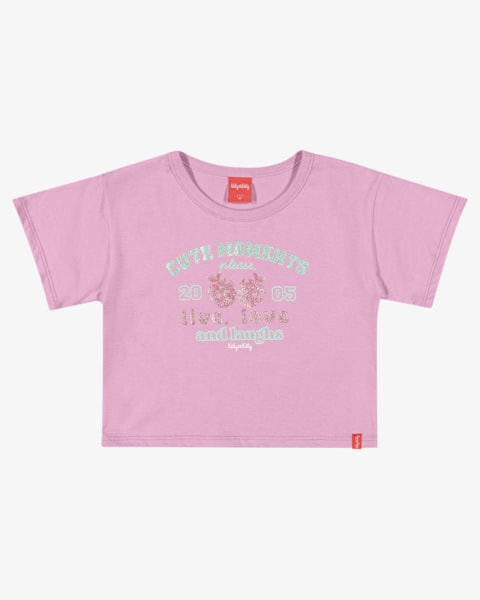 Blusa Infantil Menina com Estampa em Meia Malha - Kely Kety - Rosa