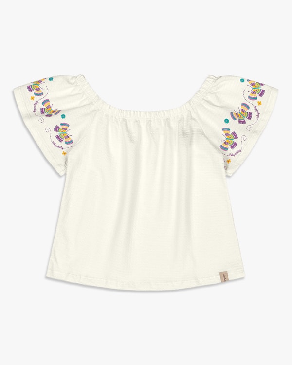 Blusa Infantil Menina com Estampa Manga - Kely Kety - Natural