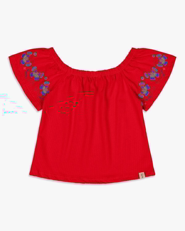 Blusa Infantil Menina com Estampa Manga - Kely Kety - Tomato