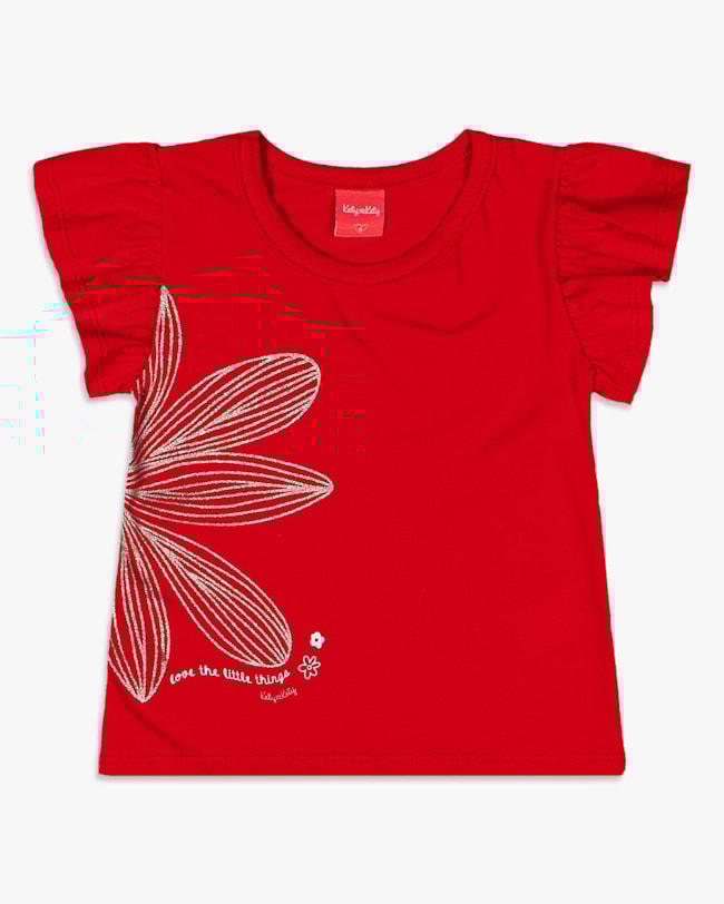 Blusa Infantil Menina em Meia Malha com Estampa - Kely Kety - Tomato-703d2711-69fe-4638-8303-8dbf3c24eada