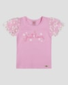 Blusa Infantil Menina em Meia Malha com Tule Floral Kely Kety Rosa-e2b42078-540b-4d55-bf2d-6dd947f041c0