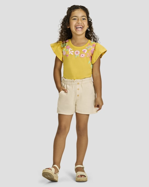 Blusa Infantil Menina em Meia Malha Estampa Flores - Kely Kety - Ipê