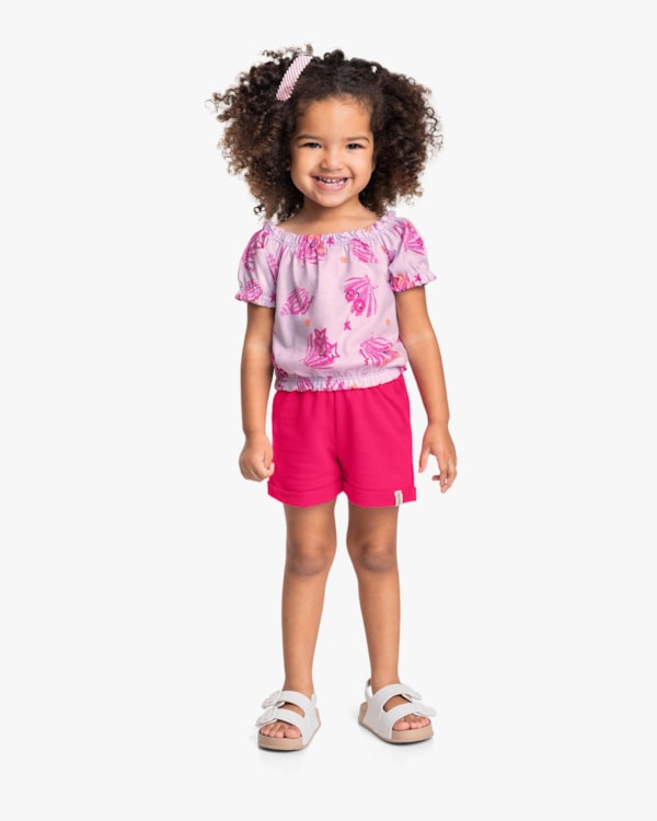 Blusa Infantil Menina Estampada Manga Bufante - Kely Kety - Tule