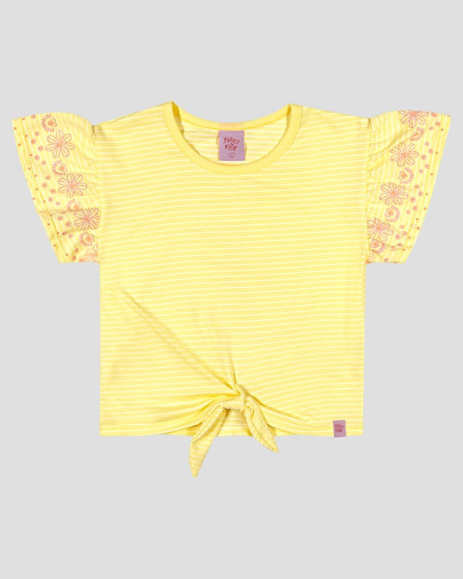 Blusa Infantil Menina Listrada com Amarração Kely Kety Amarelo-88a7444f-36dd-42b4-9c49-1a39c027c487