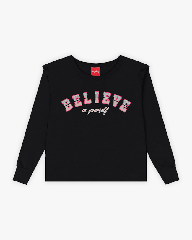 Blusa Infantil Menina Manga Longa com Babado - Kely Kety - Preto-3b728e0c-0e19-4ce9-bc98-02737db6c149