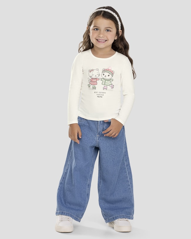 Blusa Infantil Menina Manga Longa com Estampa - Kely Kety - Branco-7d40959f-ecd8-4e8a-8a7d-69c5526a175f