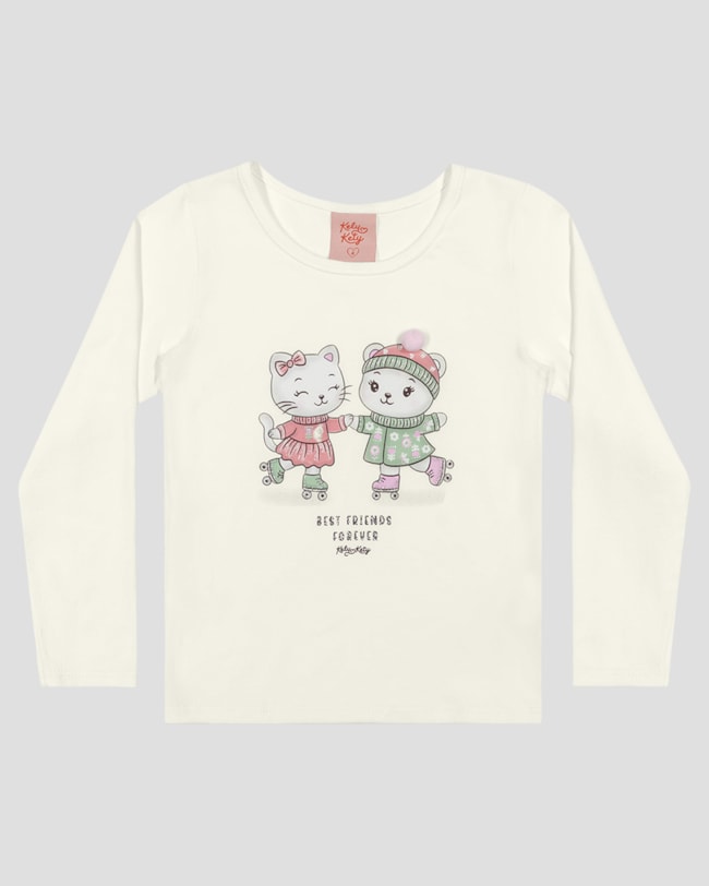 Blusa Infantil Menina Manga Longa com Estampa - Kely Kety - Branco-6b885b70-f445-4141-997f-a0da756e2fa2
